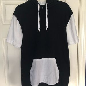 Short Sleeve Hoodie: Black and White